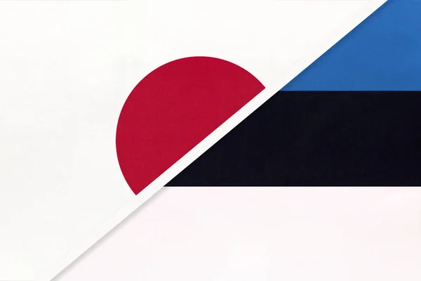 Japón República Estonia Símbolo Dos Banderas Nacionales Textiles Relación Asociación —  Fotos de Stock