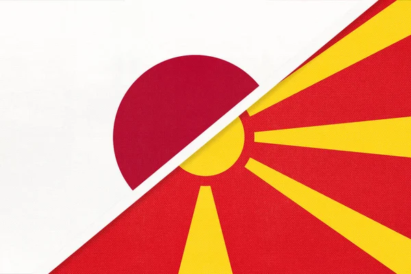 Japan North Macedonia Symbol Two National Flags Textile Relationship Partnership — Stock Photo, Image