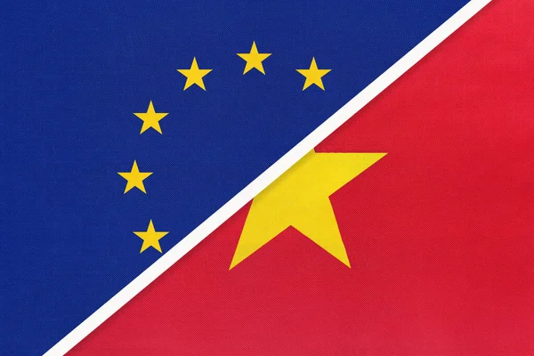Європейський Союз Або Республіка Єтнам Національний Прапор Текстилю Символ Єднання — стокове фото