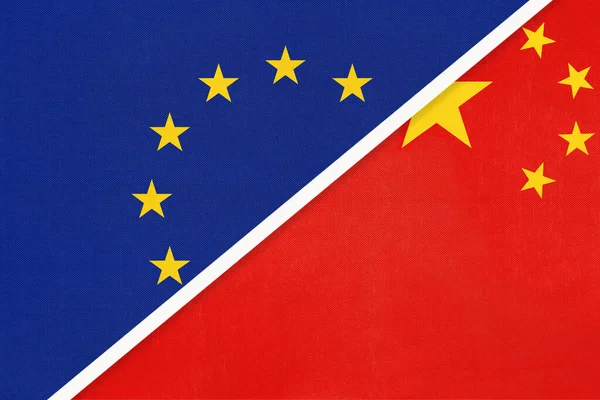 European Union Republic China Prc National Flag Textile Symbol Council — Stock Photo, Image