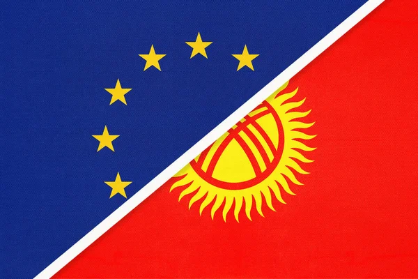 Європейський Союз Або Національний Прапор Киргизстану Текстилю Символ Єднання Ради — стокове фото