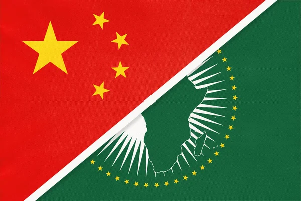 Народна Республіка Китай Або Кнр Африканський Союз Національний Прапор Текстилю — стокове фото