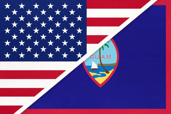 Estados Unidos América Eua Guam Bandeira Nacional Têxteis Relacionamento Parceria — Fotografia de Stock