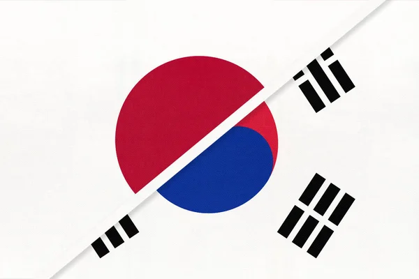 Japonya Güney Kore Tekstil Sektöründen Iki Ulusal Bayrağın Sembolü Asya — Stok fotoğraf