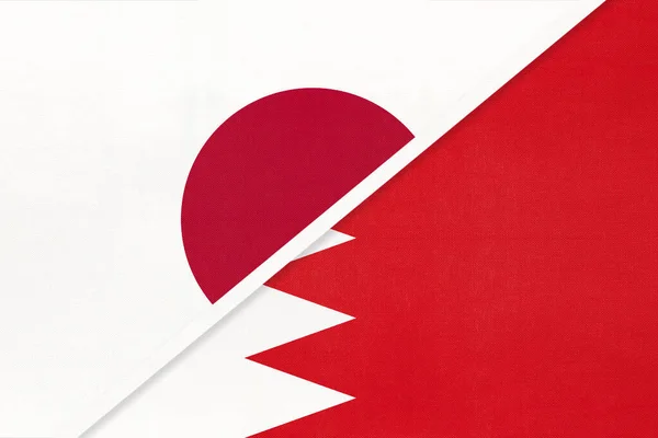 Japón Bahréin Símbolo Dos Banderas Nacionales Textiles Relación Asociación Campeonato —  Fotos de Stock
