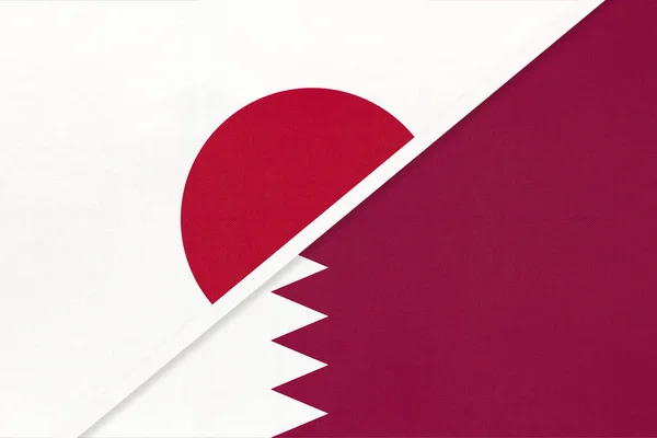 Japan Und Katar Symbol Zweier Nationalflaggen Aus Textil Beziehung Partnerschaft — Stockfoto