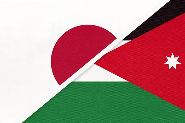 Ιαπωνία Και Ιορδανία Σύμβολο Δύο Εθνικών Σημαιών Από Ύφασμα Σχέση — Φωτογραφία Αρχείου