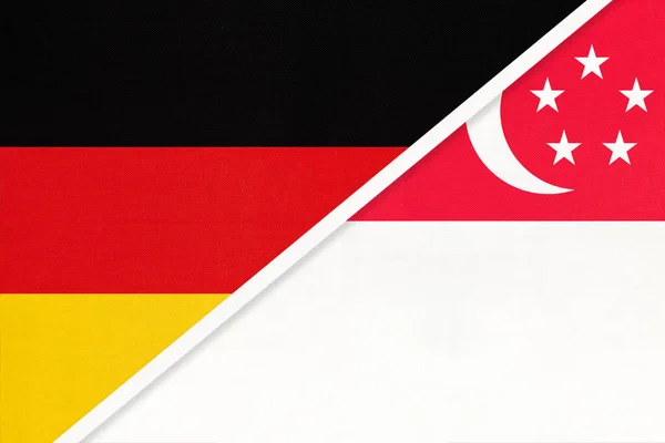 Federal Republic Germany Singapore Symbol Two National Flags Textile Relationship — Stock Photo, Image