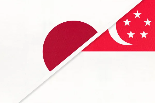 Japonia Singapur Symbol Dwóch Flag Narodowych Tekstyliów Stosunki Partnerstwo Mistrzostwa — Zdjęcie stockowe