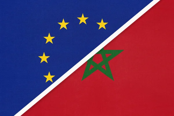 Європейський Союз Або Європейський Союз Королівство Марокко Національний Прапор Текстилю — стокове фото