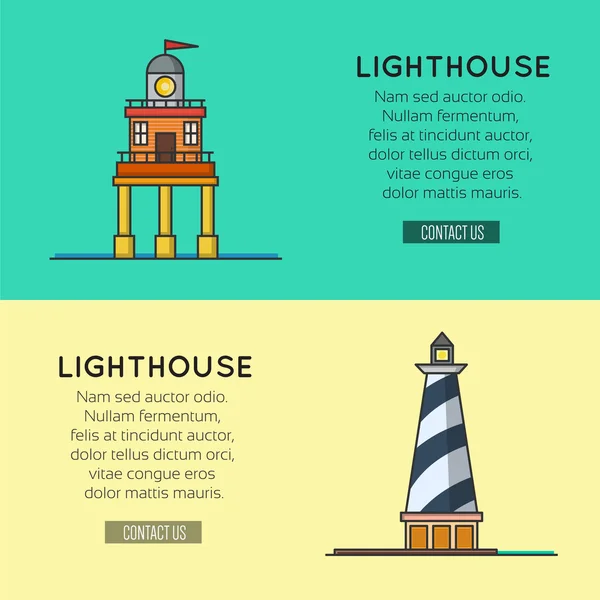 Bannières, logo ou étiquette du modèle de phare . — Image vectorielle