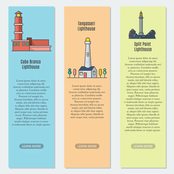 Modelo de design com ilustração de estilo de linha fina do farol . — Vetor de Stock