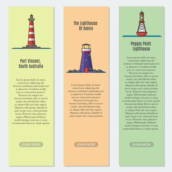 Design-Vorlage mit dünner Linienführung Illustration des Leuchtturms. — Stockvektor