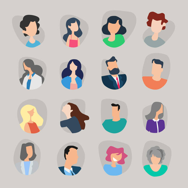 Коллекция иконок персонажей в плоском дизайне. Векторная иллюстрация. Может использоваться для социальных сетей
.