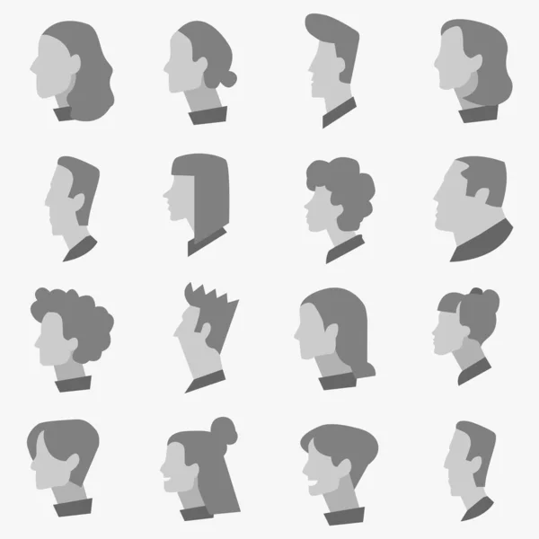 Collection Icônes Personnages Dans Style Design Plat — Image vectorielle