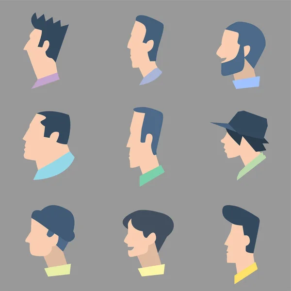 Verzameling Van Personages Pictogrammen Platte Design Stijl — Stockvector