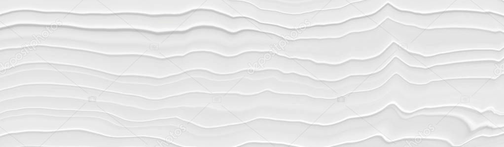 White 3 d background with wave illustration, beautiful bending pattern for web screensaver. Light gray texture with smooth lines for a wedding card.