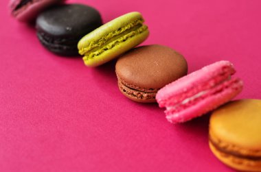 macaroons metnin altına bir yer ile mavi bir arka plan üzerinde