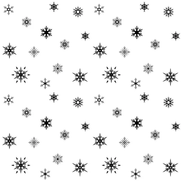 Snöflingor sömlösa mönster på vit. Vinter festliga bakgrund. — Stock vektor