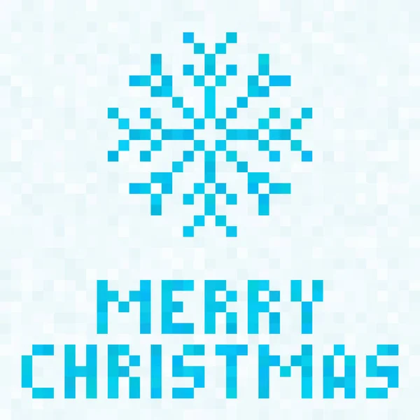 クリスマス装飾。青い雪の結晶のアイコンです。休日はベクトル イラストです。ピクセル アート デザイン. — ストックベクタ
