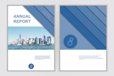 Faaliyet Raporu 2016. Kitap kapak düzeni tasarımı. Mavi tasarlamak vektör sunu şablonları