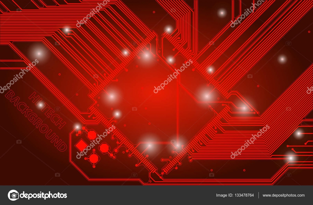 Abstract High Tech Red Background With A Circuit Board Texture Vector Technological