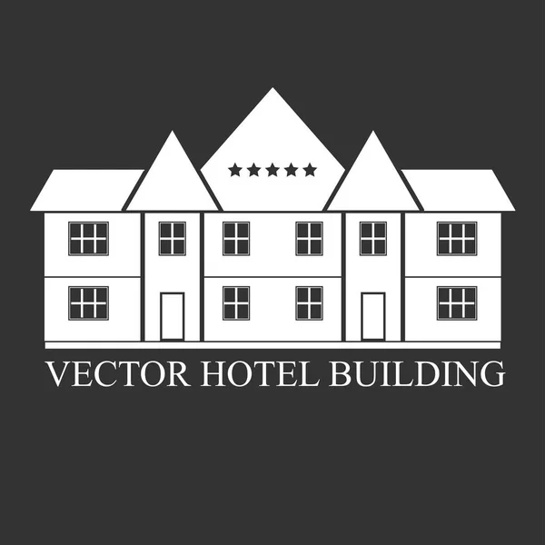 Hotel building. Vintage hotel vector icon. Retro architectural background.
