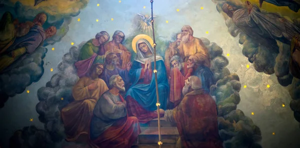 Pinturas bíblicas en el templo. Bucovina en Ucrania —  Fotos de Stock