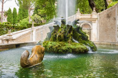 Çeşme ve bahçeli Villa d'Este, Tivoli yakınlarında Roma, Lazio bölgesi, İtalya.