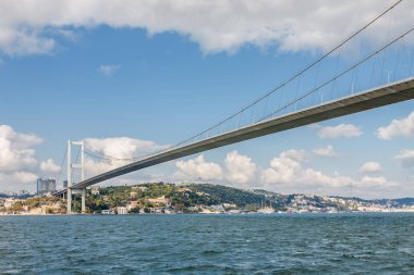 Güneşli görünümünden zevk tekne için Boğaziçi, Istanbul, Türkiye.