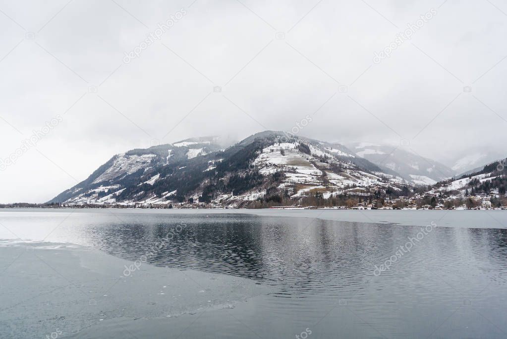 Cloudy view of Zell am See, Austria.