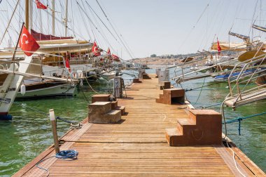 Bodrum Marina defne, Muğla ili, Türkiye'de güzel yahts.