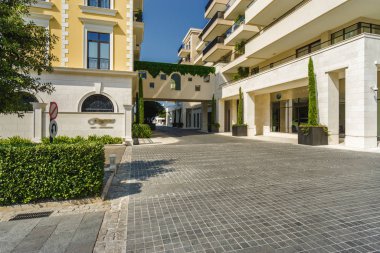 Beautiful buildings at the port of Tivat, Montenegro.