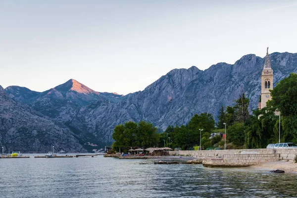 Vue Matinale Ensoleillée Baie Kotor Près Village Dobrota Monténégro — Photo