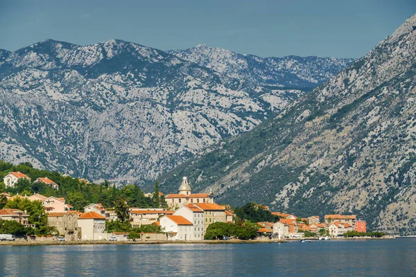 Sunny Morning View Kotor Bay Village Dobrota Montenegro —  Fotos de Stock