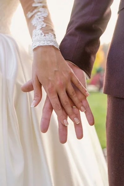 Mãos Par Casamento Amor Conceito Relacionamento Amor Ternura — Fotografia de Stock