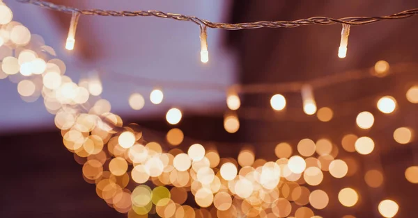 garland yellow cozy lights with bokeh