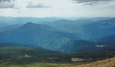 Ukrayna 'nın Karpat Dağları manzarası. Seyahat, turizm ve doğa konsepti