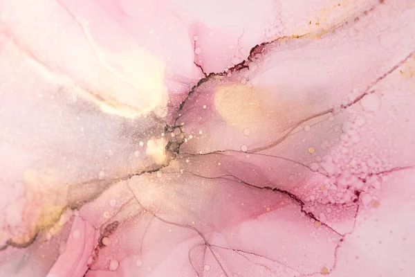 Abstraktní Růžový Zlatý Úlomek Barevného Pozadí Tapety Míchání Akrylových Barev — Stock fotografie