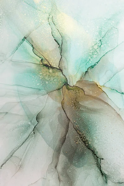 Абстрактно Зеленый Золотой Фон Обои Смешивание Акриловых Красок Современное Искусство — стоковое фото