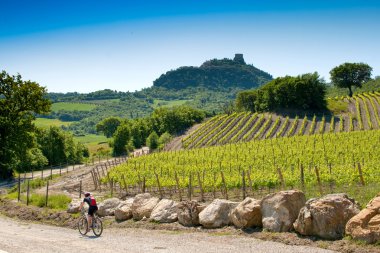 Val d'Orcia, Siena, Toskana, İtalya - gezi dağ bisikleti