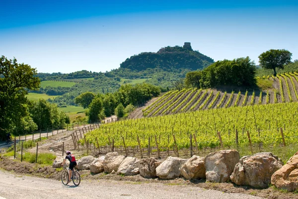 Val 奥斯塔山谷，意大利锡耶纳的托斯卡纳，山地自行车的偏移 — 图库照片