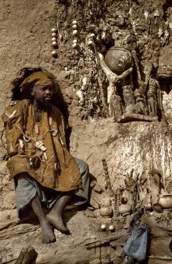 Mali, Afrika - Dogon Köyü ve tipik çamur binalar