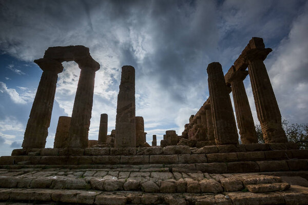 Agrigento, Italy - October 15, 2009: ancient Greek landmark in the Valley of the Temples outside Agrigento