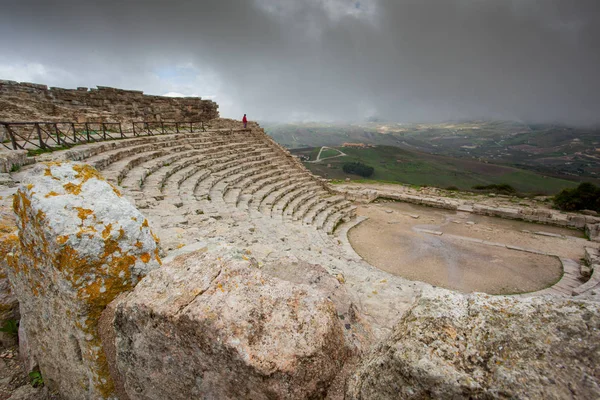 Ελληνικό Θέατρο του Segesta, ιστορικό ορόσημο στη Σικελία, Ιταλία — Φωτογραφία Αρχείου