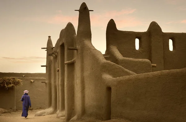 Mali, Batı Afrika - tamamen topraktan inşa camiler — Stok fotoğraf