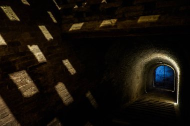 Sonbahar Buonconvento Monte Oliveto Maggiore manastıra gelen Siena eyaletinin trekking