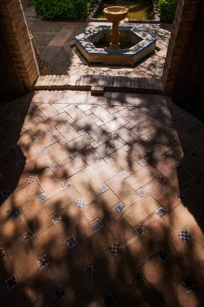 Ronda, Malaga province, Andalusia, Spain - majolica in a courtya