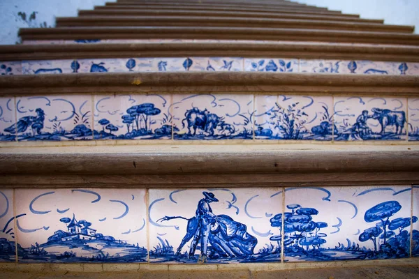 Ronda, Malaga province, Andalusia, Spain - staircase with majoli