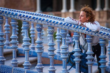 Seville, Endülüs, İspanya - Plaza İspanya Seville, detay